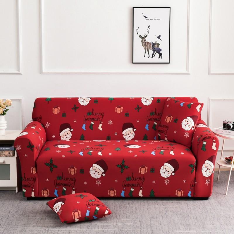 Рождественские эластичные чехлы для дивана для гостиной Funda Sofa Чехол для дивана Защитник для кресла Универсальные накидки на диван Рождественский домашний декор
