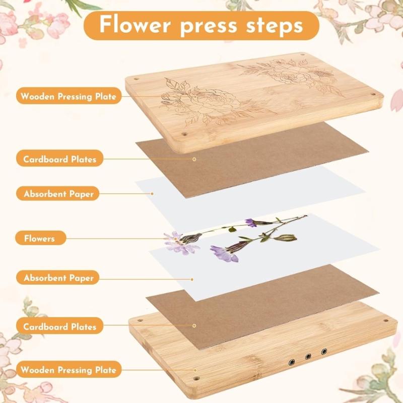 Sustainable Wooden Detachable Flower Press Set Efficients Plant Drying Board for Home Craft and School Activity