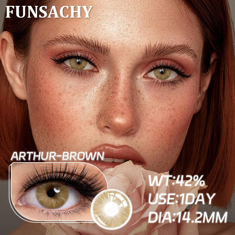 FUNSACHY 1 пара цветных контактных линз для глаз, натуральные синие контактные линзы, зеленые глаза, красивый зрачок, ежегодный косметический макияж глаз