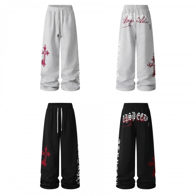 Magic Bear American Retro Cross Sweatpants Loose Straight Leg Casual Pants Teens