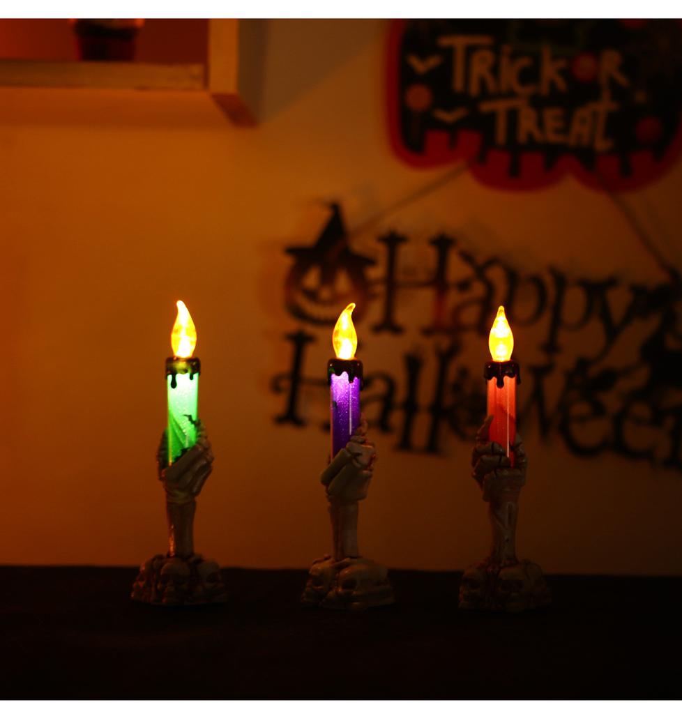 Halloween Witch Finger Skull LED Glowing Candle Light Bar KTV Party Decoration Prop Electronic Pumpkin Lamp