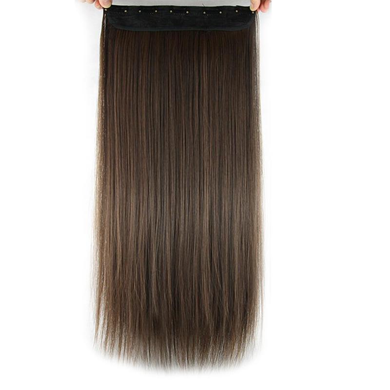 MERISIHAIR Women Long Straight Hair Extensions Wig 5 Clips Head Hairpieces Synthetic Fiber Natural Black Grey Ombre Color