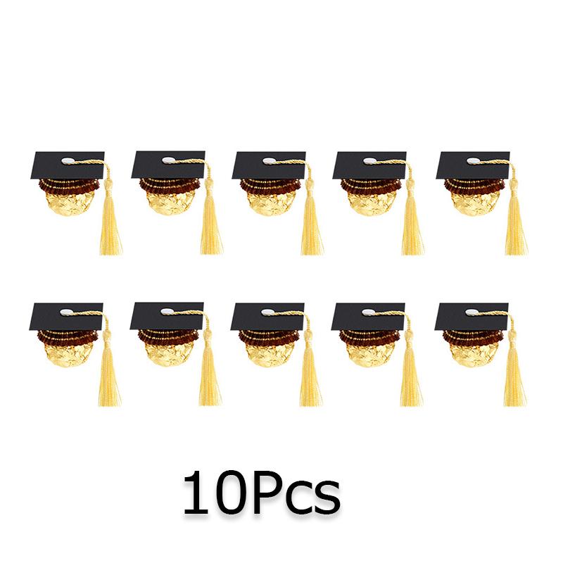 10 шт. бумажные украшения для торта и винных бутылок, мини-черные выпускные колпачки, украшения для выпускного вечера