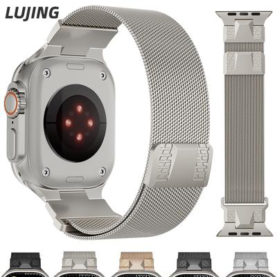 Миланский ремешок для Apple Watch 49 мм, 45 мм, 42 мм, 44 мм, механический магнитный ремешок-петля для браслета IWatch Ultra 2 1 Series 9 8 7 4 5 6 SE