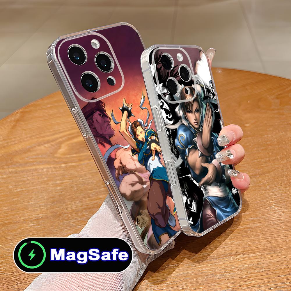 Чехол для телефона Street Fighter Chunli для iPhone 17 16 15 14 13 12 11 Air Pro Max Plus Mini Magsafe Прозрачный Цветной Чехол Красивый Чехол