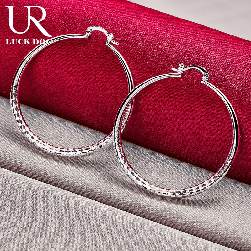 Серьги для пирсинга из стерлингового серебра 925 пробы, круглые, 50 мм, с текстурой дерева, модные свадебные украшения