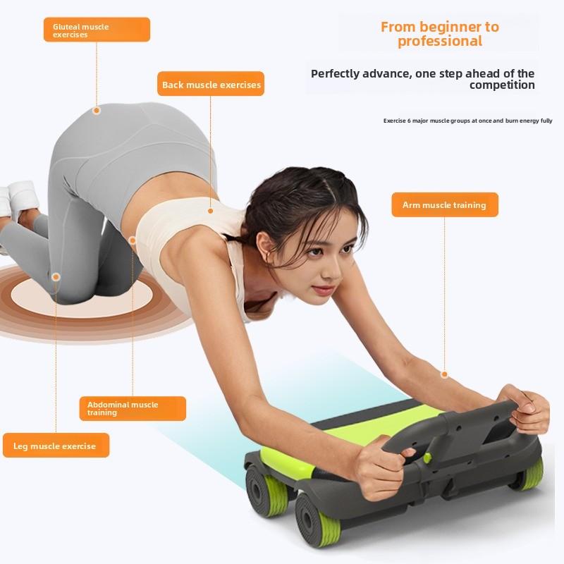 4 Wheel Ab Roller Automatic Recoil Abdominal Wheel Trainer for Men Women Core Workout Equipment for Home Gym Fitness