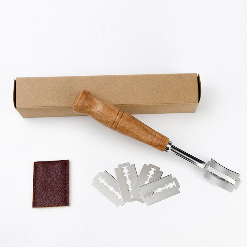 Резак для хлеба Лезвия для французского хлеба Кухонные гаджеты Обычное дерево с длинной ручкой Аксессуары для выпечки Европейский стиль Изогнутая арка Нож для тостов