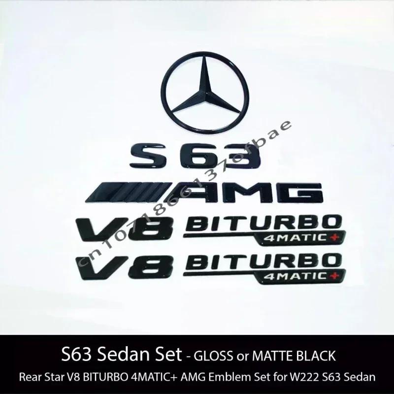 3D ABS Black silver S63 S65 Embelm Letters V8 BITURBO 4MATIC Badge AMG Sticker For Mercedes Benz W222 S63 S65 AMG Accessories
