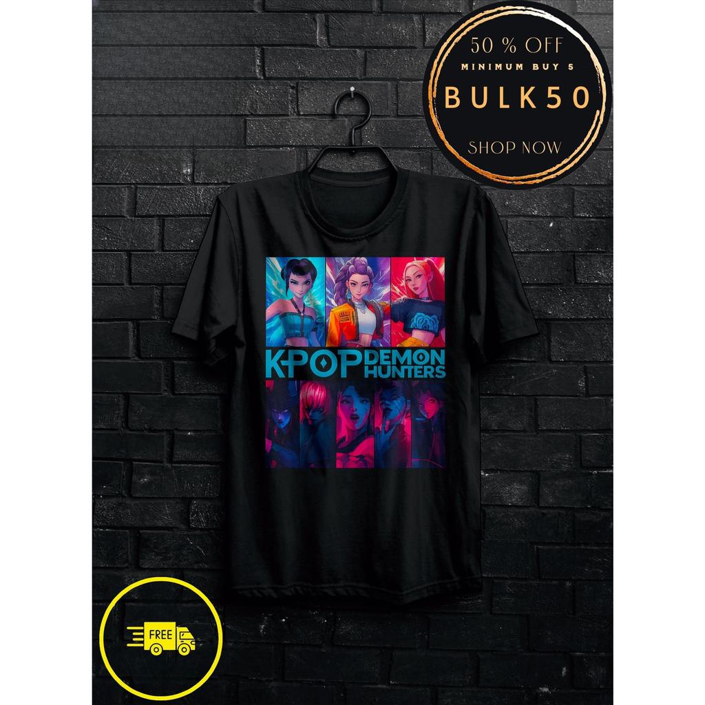 Аниме K-Pop Футболка Охотники на демонов Харадзюку Круглый вырез Повседневная рубашка Подарок