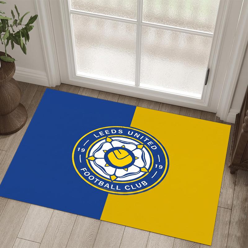 Leeds United Football Design Crystal Velvet Carpet Cozy Non?Slip Printed Rug For Bedroom Living Room Entrance
