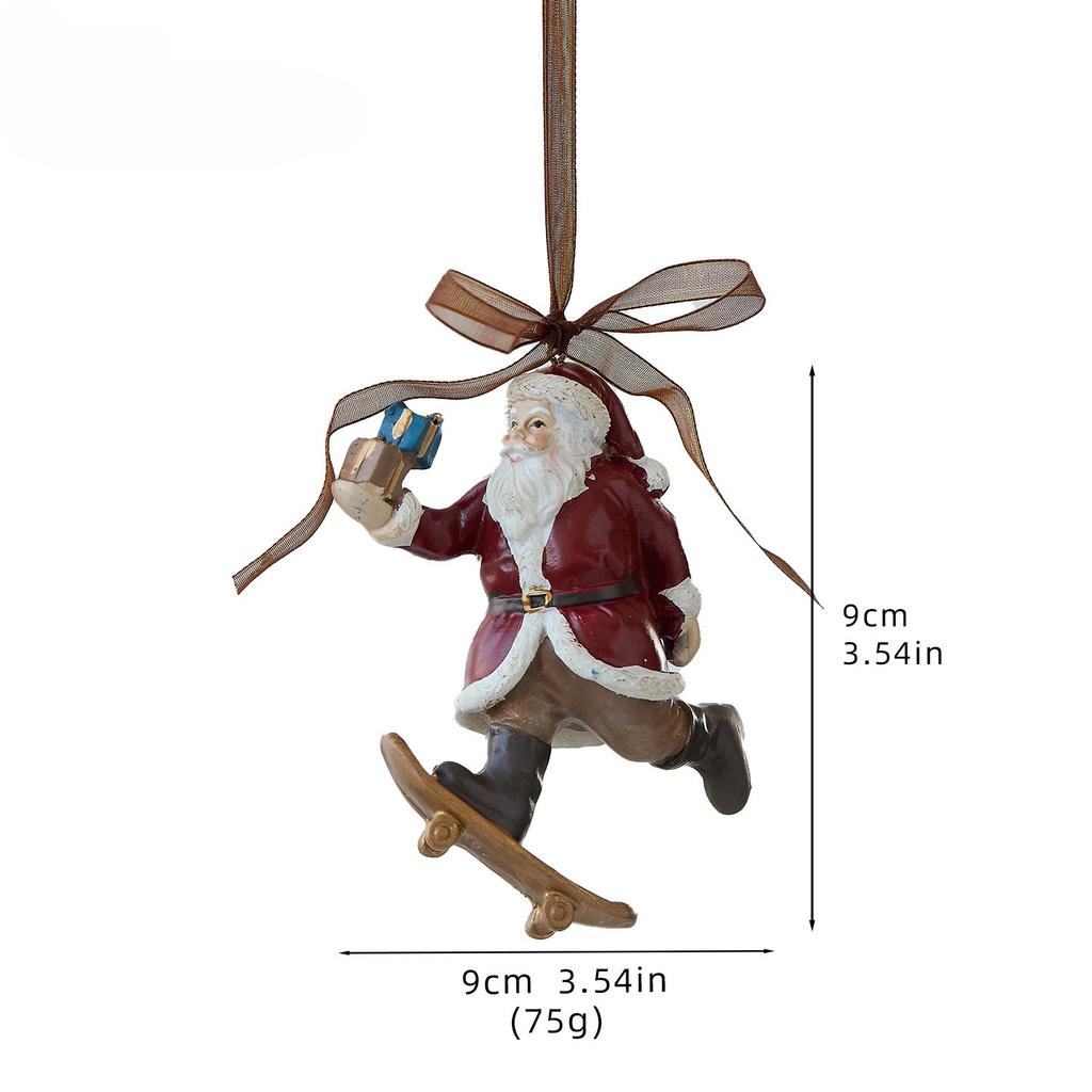 New Christmas Ornaments High-end three-dimensional retro resin old man gift bag bell pendant Christmas tree pendant