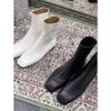Leather Square Head Low Heel Martin Boots New Versatile Bare Boots Rear Zipper Short Boots Women