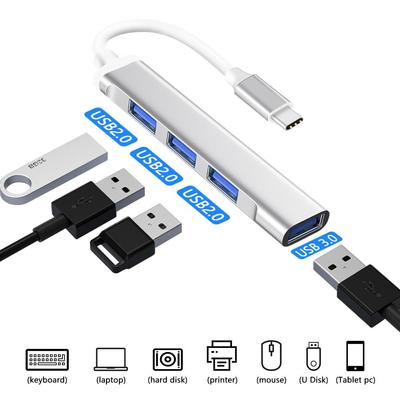 USB-концентратор типа C Высокоскоростной разветвитель USB C USB 3.0 4-портовый мультиадаптер Функция OTG для аксессуаров для ноутбуков Поддерживает клавиатуру, мышь U Disk Printe