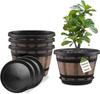 Plastic Planters Designed To Mimic Wine Barrels Are Suitable for Indoor and Outdoor Garden Home Plants