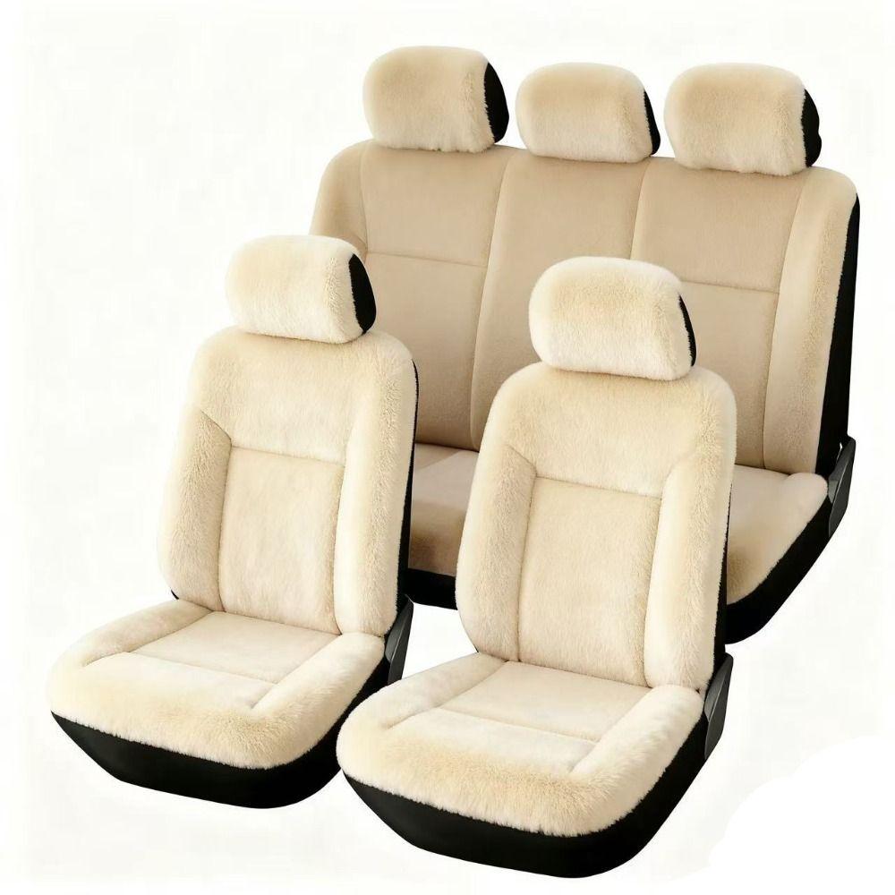 Sponge Filling Plush Car Seat Cushion Solid‑color Warm Car Seat Pad Daily Commute
