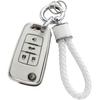 Chevy Key Fob Cover with Keychain, Soft TPU Key Case Protection Fit for Chevrolet Equinox Camaro Cruze Malibu Sonic Smart Key