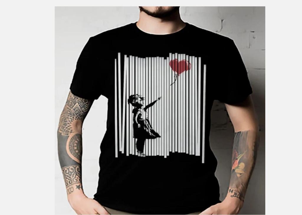 Banksy Разорванный воздушный шар Девочка Классическая футболка ВСЕ РАЗМЕРЫ УНИСЕКС
