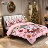 3Pcs Pink Santa Claus 67 Element Printed Coreless Duvet Cover Set Multi Size Bedroom Bedding Holiday Decoration Machine Washable