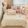 Winter new milk fleece four-piece set high gram weight thickened warm bed sheet quilt cover solid color double bed four-piece set