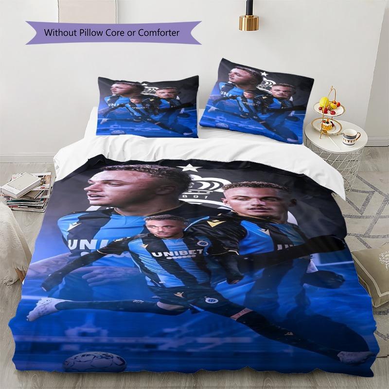 Club Brugge KV Football Player Portrait Print 3 Pieces Duvet Cover Set Belgian Soccer Bedding Bedroom Decor Without Pillow Core Comforter
