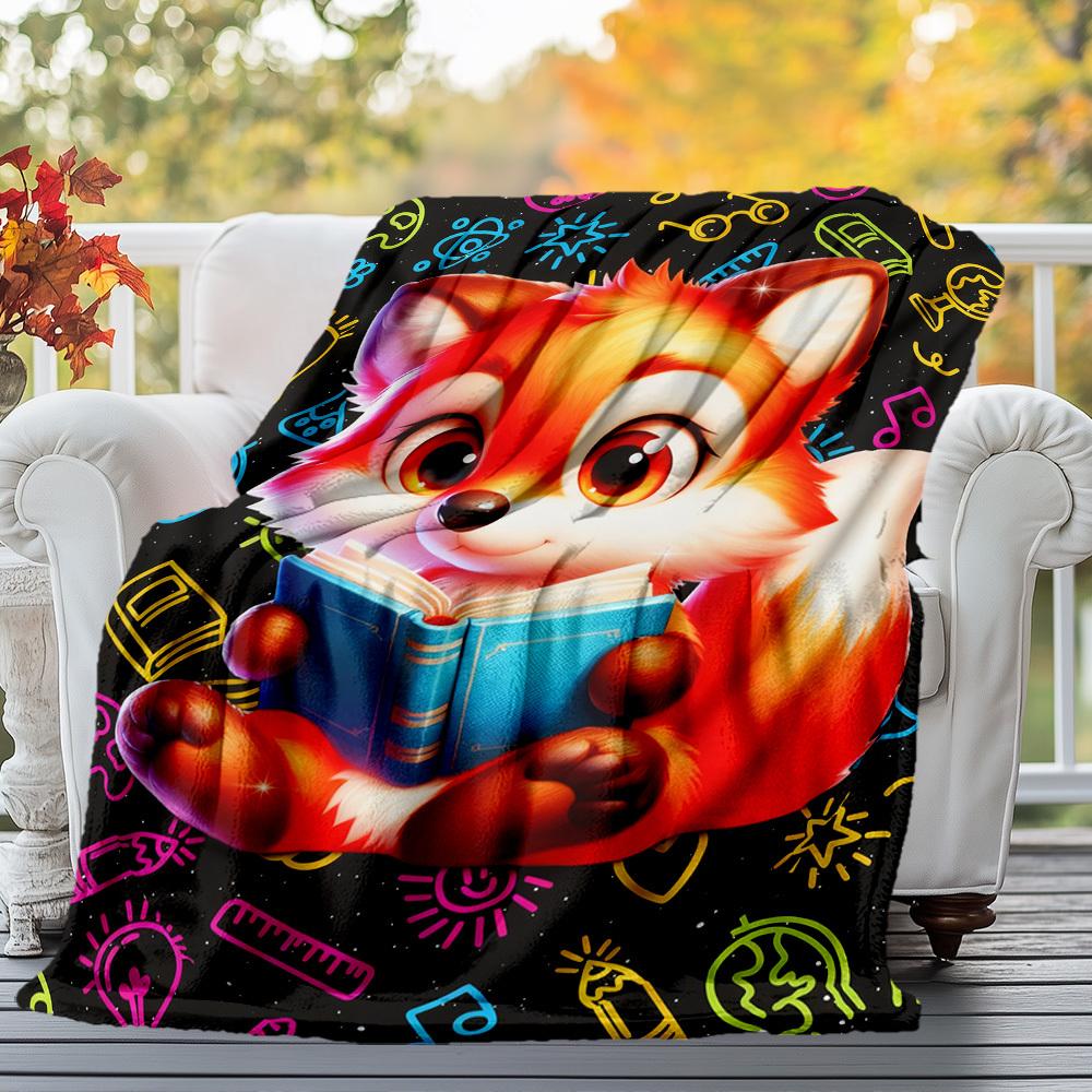 Fox Book Outdoor Flannel Blankets, Outdoor travel, Home Blankets, Fan Gifts,Suitable for All Seasons, Christmas Gifts. R1127136