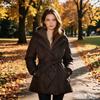 Womens White Hooded Cotton Puffer Coat Slim Fit Winter Mid-Length Casual Outerwear