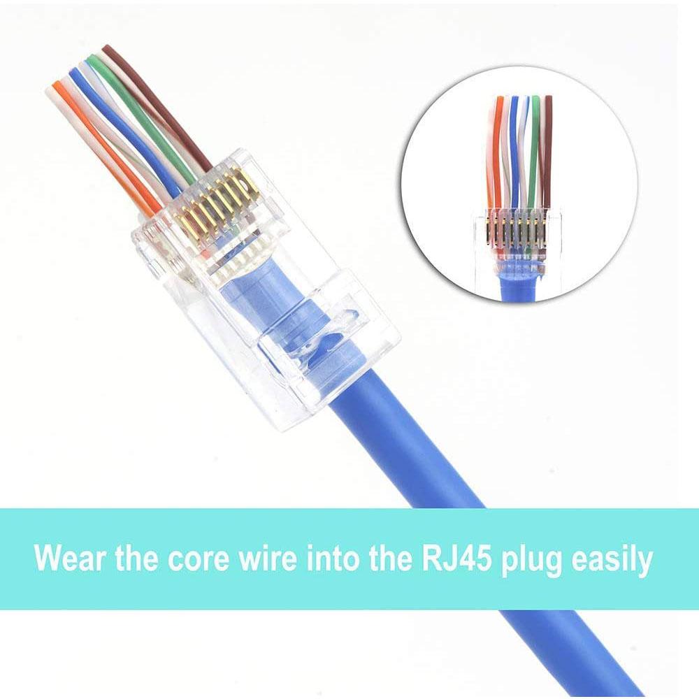 100 шт. разъемов CAT6 RJ45 сетевой кабель модульный проходной разъем CAT6 RJ45 8P8C аксессуары прочная пластичность
