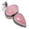 Natural Rose Quartz Gemstone 925 Sterling Silver Jewelry Pendant 3.35" I9s86