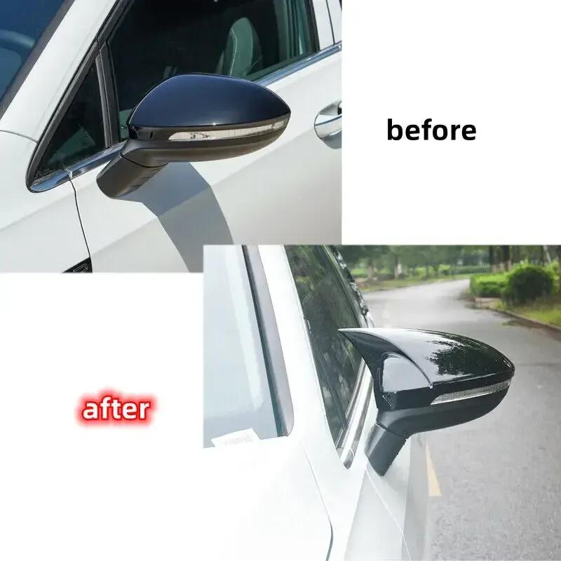 For VW Golf MK8 ABS Car Rearview Side Mirror Cover Wing Cap Exterior Door Housing Trim Adhesive Sticker