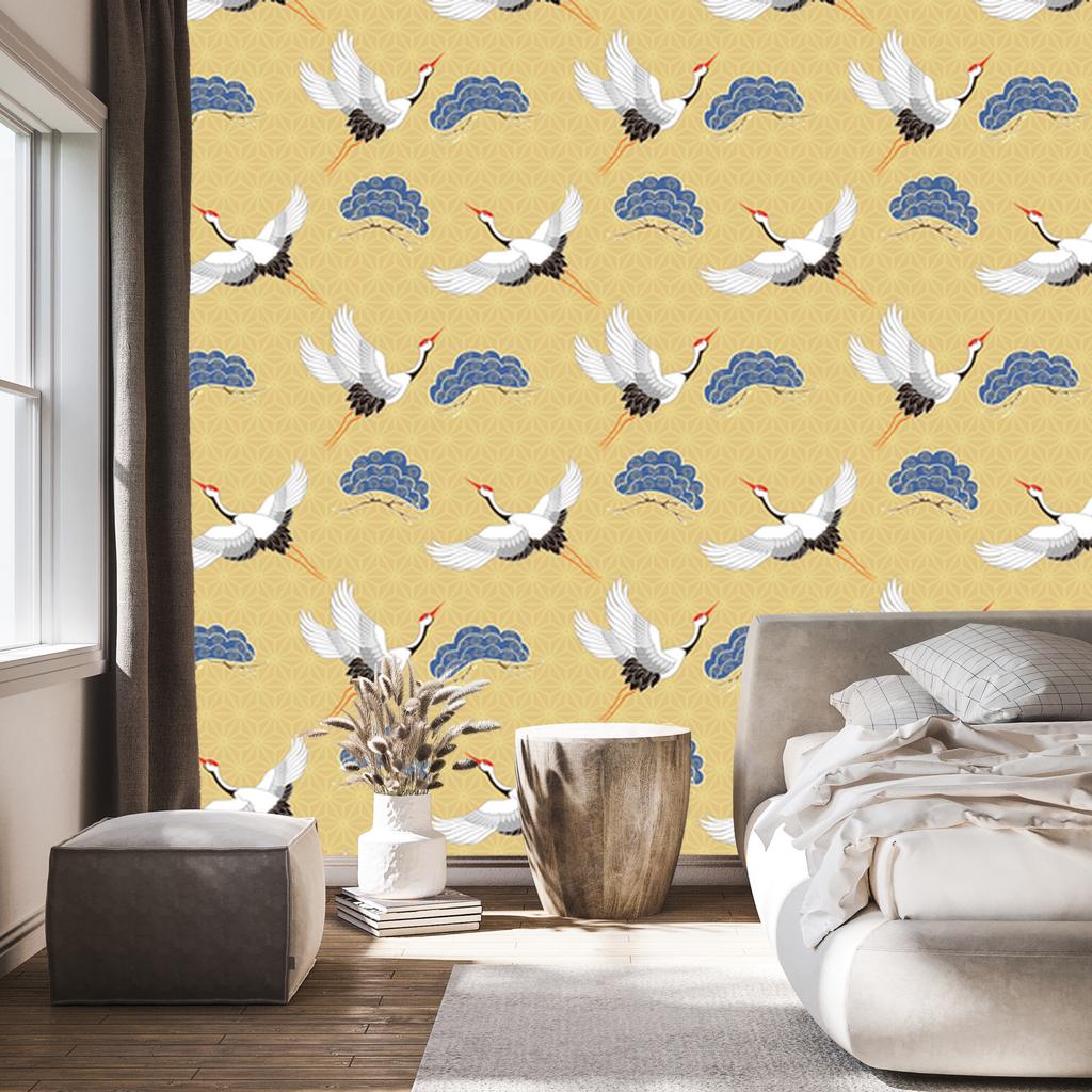Flying Cranes Wallpaper for Living Room and Bedroom 50x1000