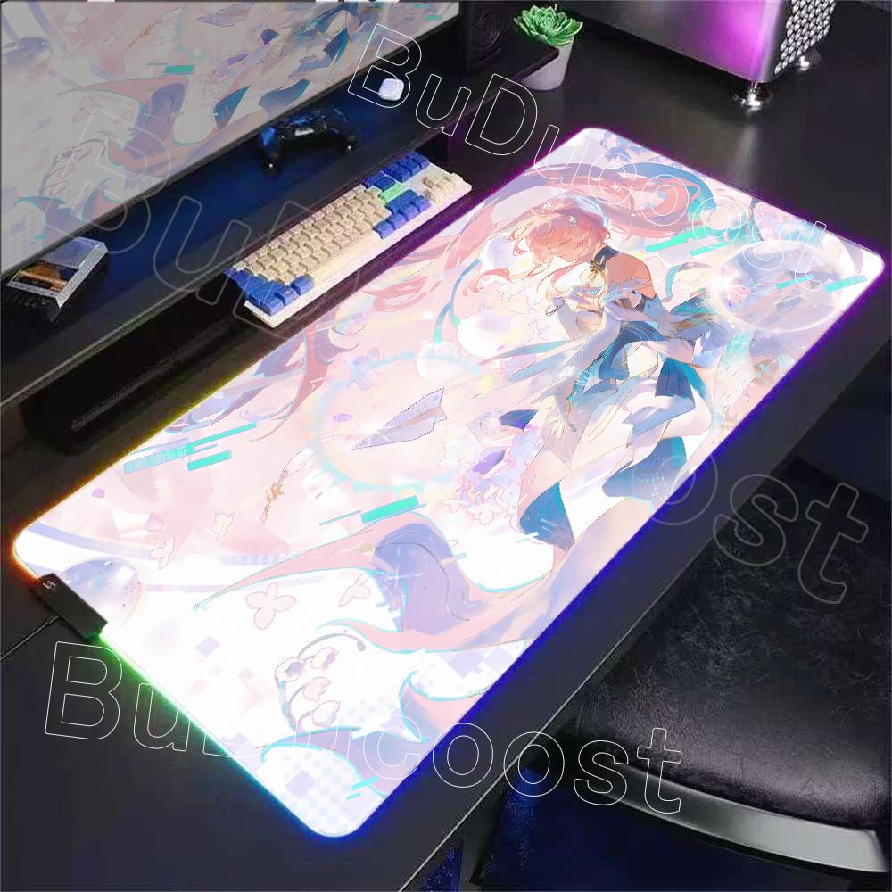 Новый Роль Кавайи Aemeath RGB Коврик для Мыши Игровой Wuthering Waves Милая Аниме Девушка Коврик для Мыши XXL Компьютерный Нескользящий Резиновый Коврик для Клавиатуры