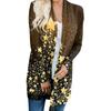 Женский кардиган с рождественским принтом и длинными рукавами спереди, легкая куртка с принтом
