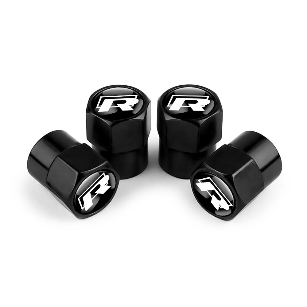 4Pcs Car Metal Wheel Tire Air Valve Dust Caps Accessories With Logo For Volkswagen Golf Rline Passat GTI Sagitar Scirocco Tiguan