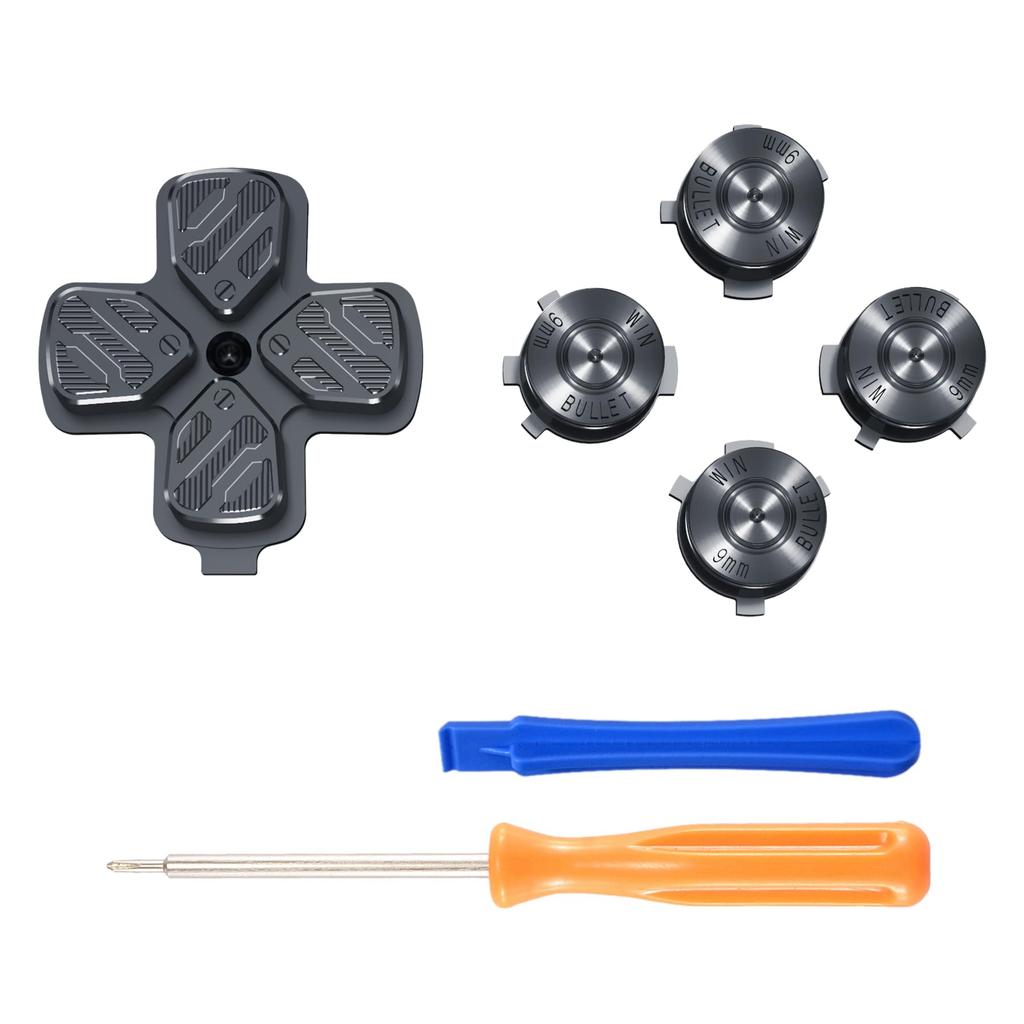 eXtremeRate Custom Metal ABXY Buttons for PS5 Custom Replacement Action and Directional Buttons for PS5 and Controllers Not D-Pad Controllers,