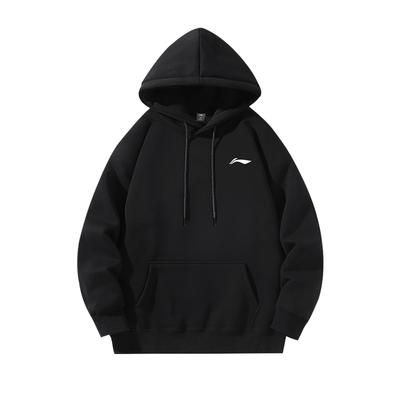 Li Ning Sports Fashion Series Printed Logo Casual Pullover Hoodie Unisex Hoodies Black LN-YWDU481-1