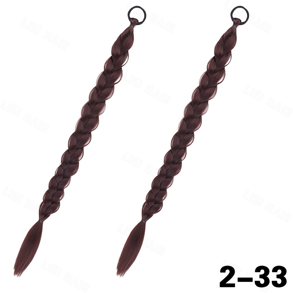 XINRAN 2 шт. синтетические длинные прямые косички для наращивания волос в виде хвостика, резинка для обертывания вокруг поддельных волос для женщин и девочек, повседневная одежда, аксессуары для волос