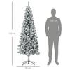 210cm Slim Artificial Christmas Tree with Realistic Branches, Tall and Narrow Snow-Covered Christmas Tree with Folding Base, Green