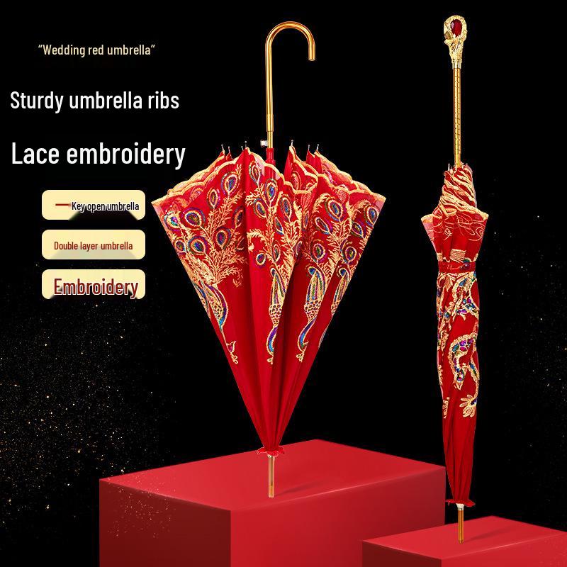 Красный свадебный набор зонтов для китайской свадебной церемонии и приданого