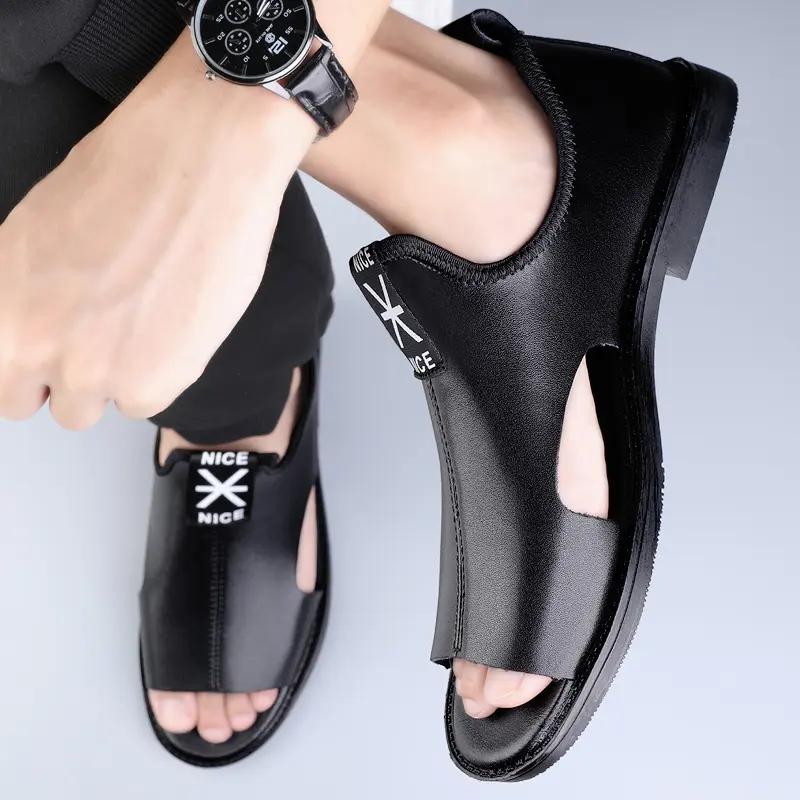 Мужская черная обувь Сандалии Кожаная обувь для спорта и отдыха для мужчин Новая обувь 37-45