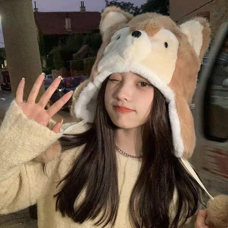 New Husky Puppy Hat Northeast Warm Skiing Winter Thickened Plush Ear Protectors Cute Lei Feng Hat Children