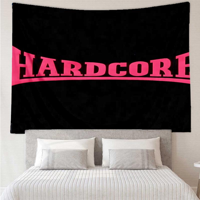 HARDCORE LOGO Tapestry for Bedroom Aesthetic Classroom Tapestries Wall Hanging for Living Room Dorm Office,Ideal Creative Gift