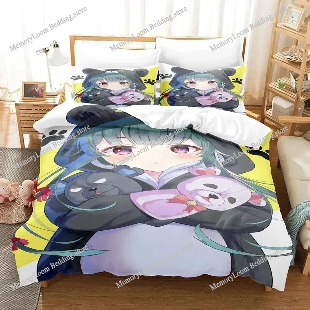 Anime Character Cute Kuma Kuma Kuma Bear Bedding Set Full/Queen/King Size Duvet Cover Pillowcase Kids Adult Soft Home Textile
