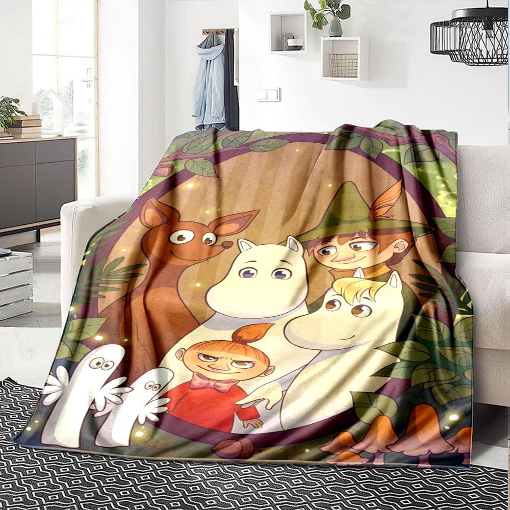 Moomin Theme Printed Blanket - Perfect for Couch, Bed, Travel & Outdoor Use | Machine Washable, Cozy & Durable.