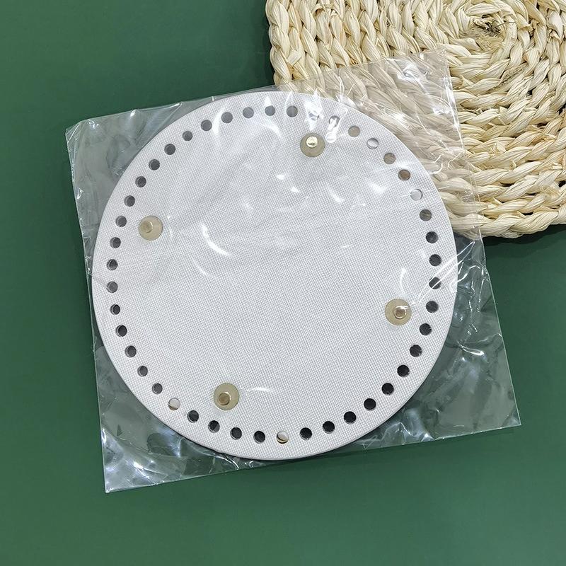 1Pc Diy Crochet Bag Bottom Accessories 15*15Cm Round Bottom For Knitted Bag Pu Leather Bag Base Handmade Bottom With Holes