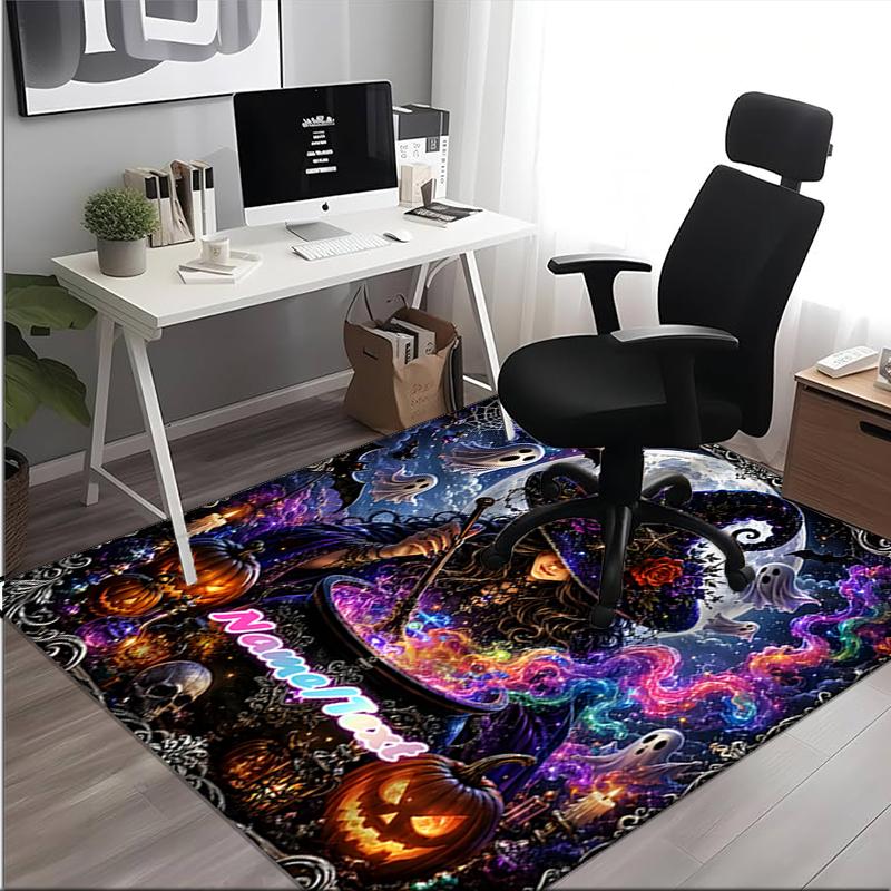 1PC Custom Name Halloween Witch Spell Theme Floor Mat Ideal for Living Room, Game Rooms, Office, Bedroom,Floor Mat Playful Design
