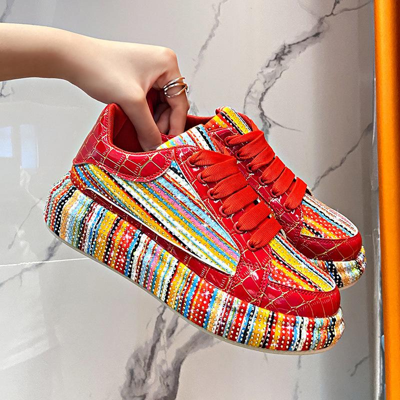Красочные туфли для спорта со стразами «Звездное небо» для женщин, на толстой подошве, сетчатые, удобные, дышащие