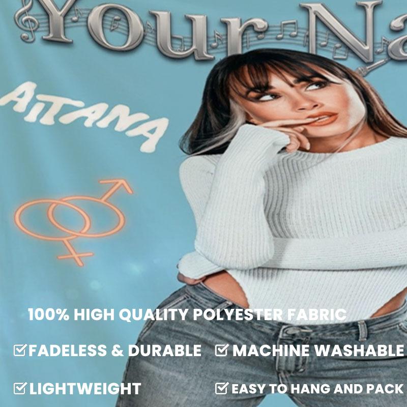 Aitana Custom Name Wall Tapestry Aesthetic Wall Hanging Printed Fabric Blanket Decorative Tapestries for Bedroom Living Room Home Decor