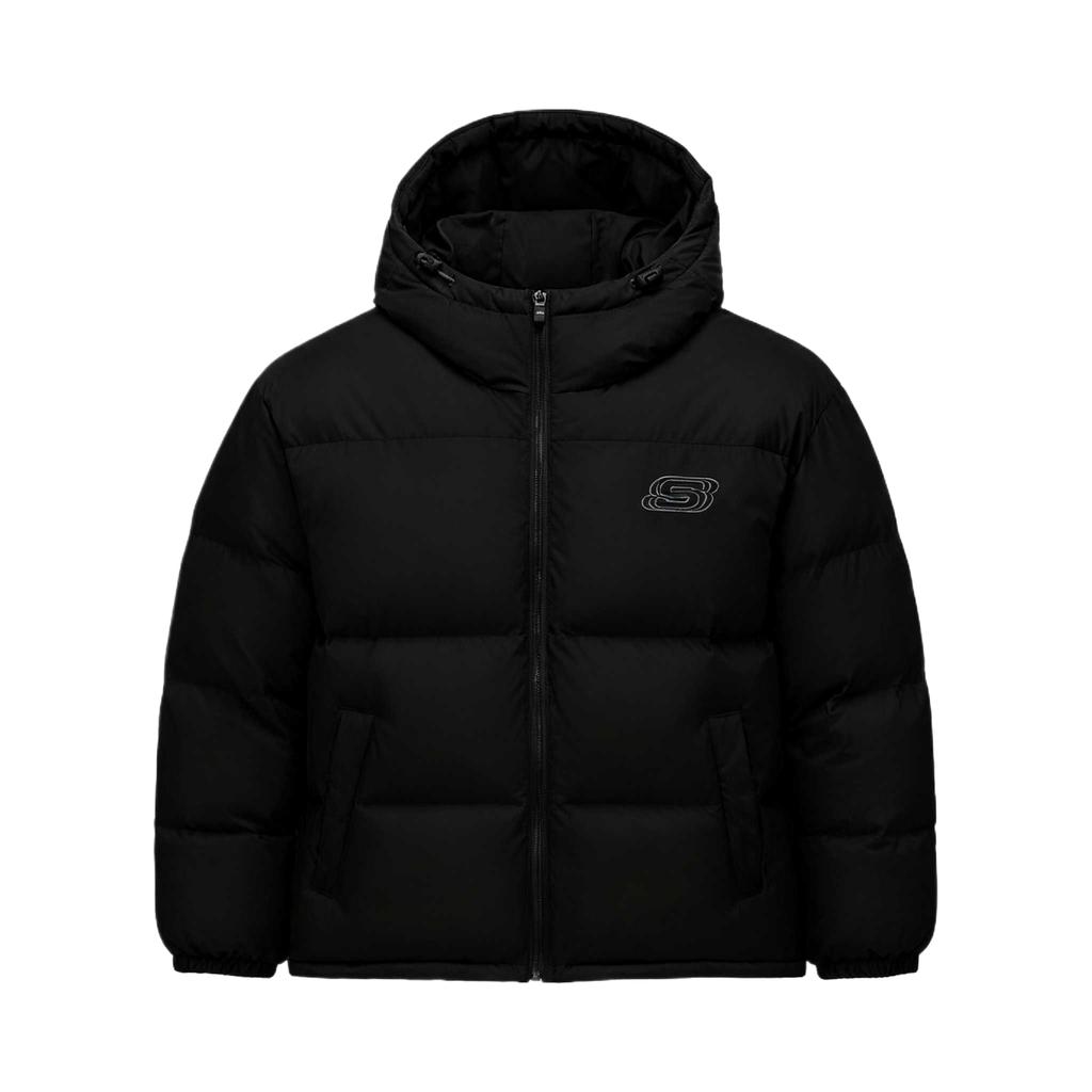 Skechers Серия Sports Alliance Удобная, приятная для кожи, с капюшоном, пуховик Мужская верхняя одежда Угольно-черный L425M076-0018