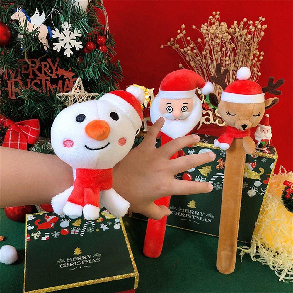 Reindeer Elk Christmas Slap Wristband Santa Claus Clap Circle Toys Hand Ring Ornaments Kid Adult